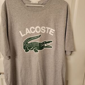 Mens 4xl Lacoste Gray T-Shirt with Green Crocodile Logo NWT